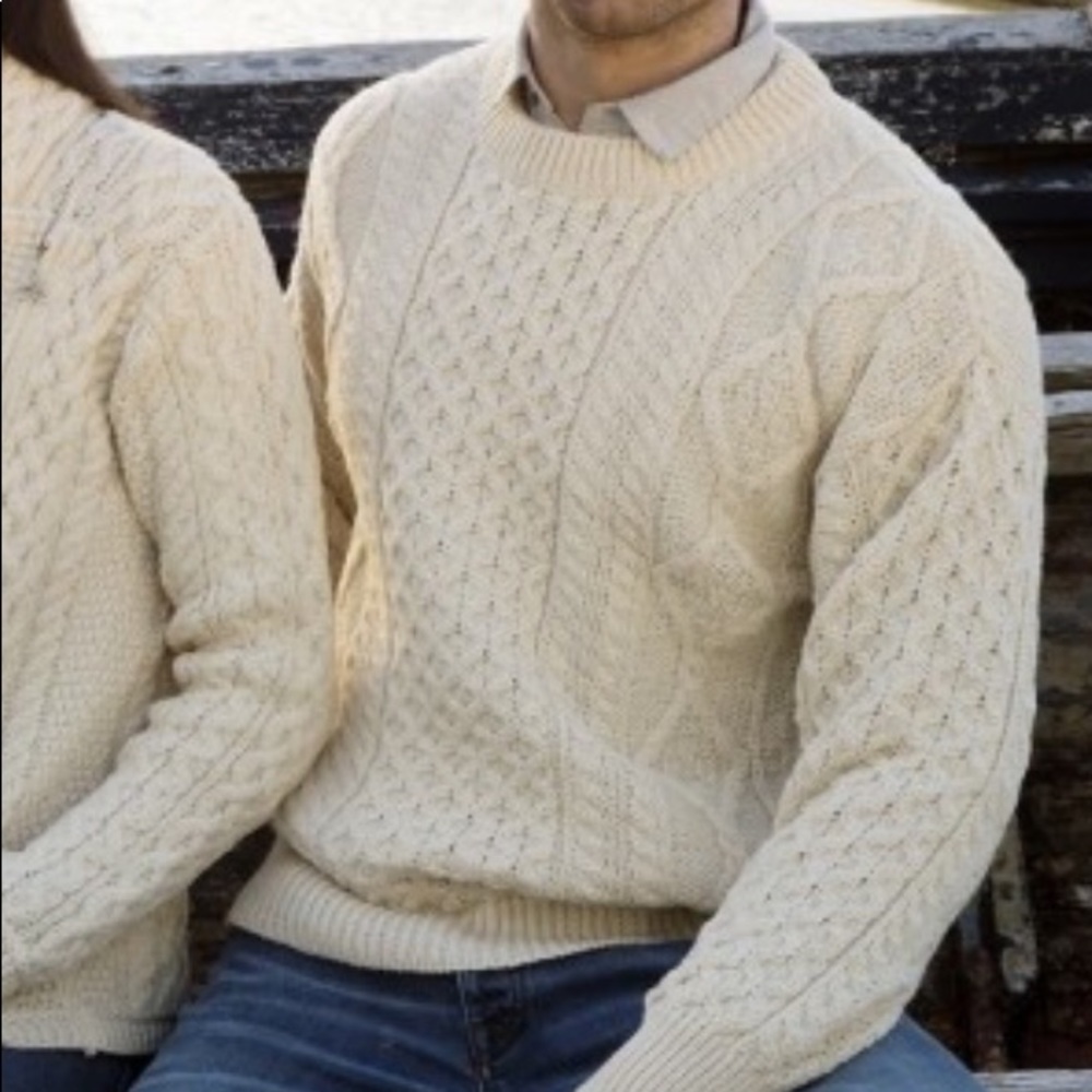 Aran Crafts Medium Wool Sweater Cream